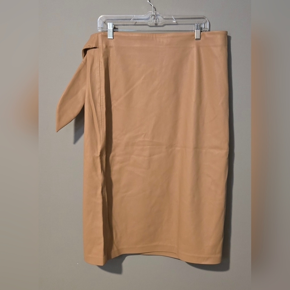The Drop Women's Manon Vegan Leather Wrap-Front Midi Skirt #725 - Picture 4 of 8